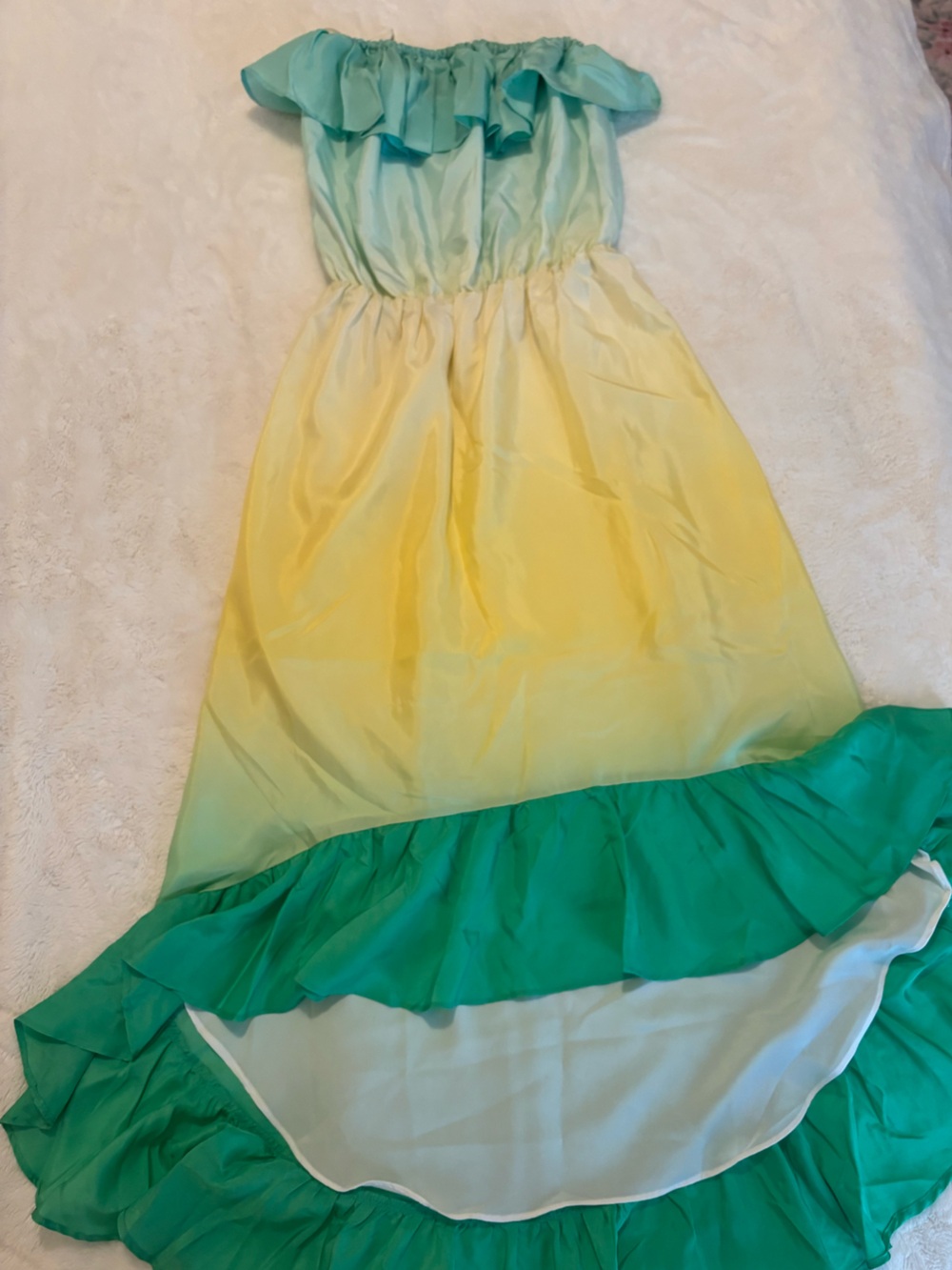 Lilly Pulitzer Ombre Aqua, Yellow & Green High-Low Dress